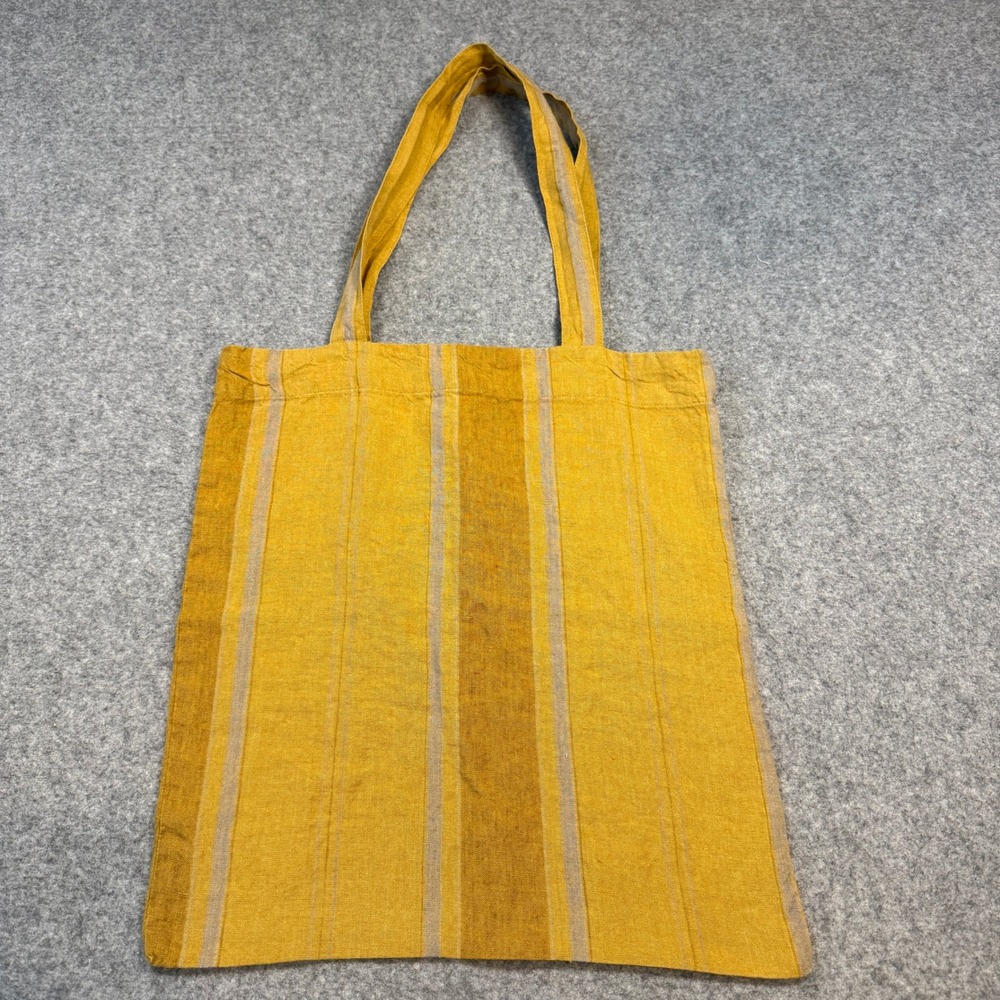 Amber Bronze Striped Linen Tote Bag Lightweight Reusable Market Beach Bag NEW - Picture 2 of 12